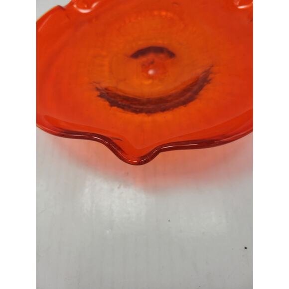 Vintage Rainbow Crackle Art Glass Amberina Ashtray, Hand-Blown Mid Century - Picture 4 of 6